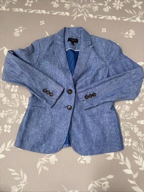 Talbots 2P Chambray style Blue Linen Blend Blazer